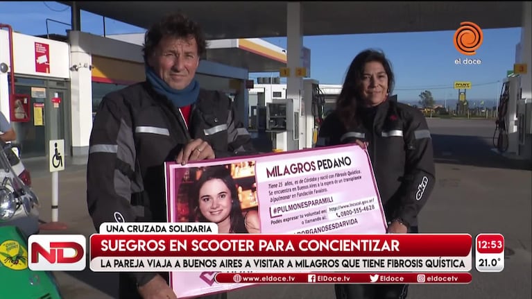 Cruzada solidaria por Mili: viajan para concientizar sobre la donación