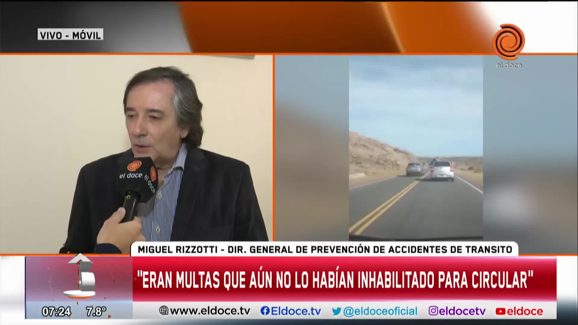 Los antecedentes del conductor que pasó en doble línea amarilla en Altas Cumbres