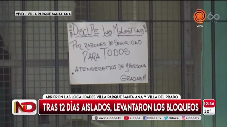 Coronavirus: levantaron el bloqueo de Villa Parque Santa Ana y Villa del Prado