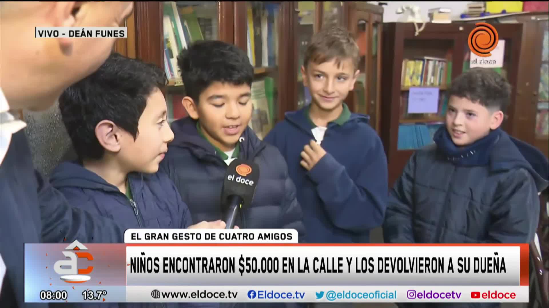 El gesto de nenes de Deán Funes que encontraron dinero en la calle