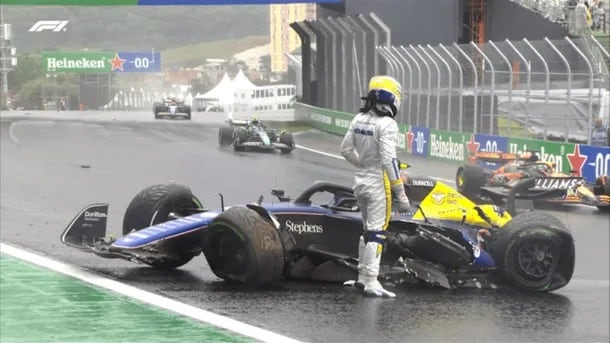 La reacción de Franco colapinto al accidente del GP de Las Vegas