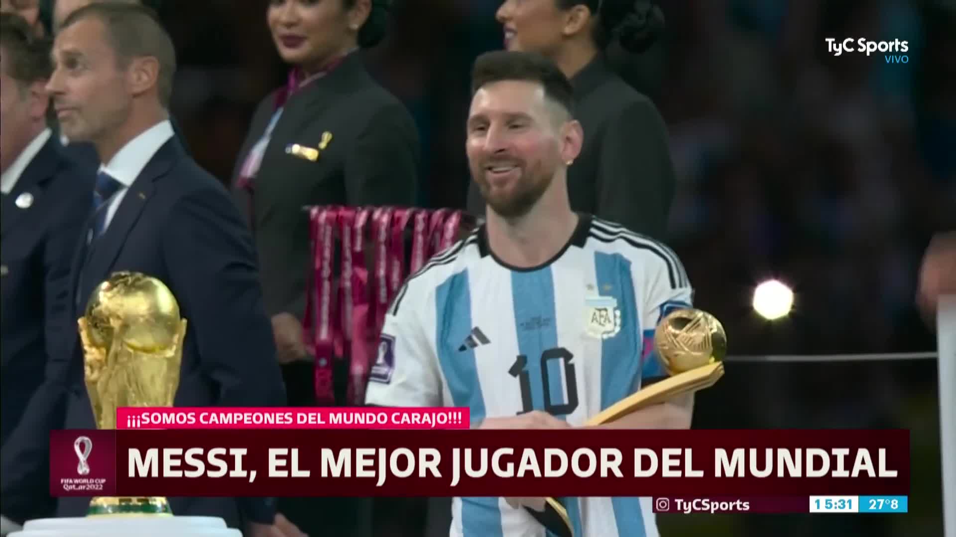 Messi, el mejor jugador besó la Copa del Mundo
