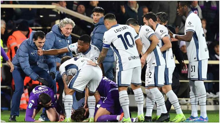 Impactante: el momento en el que Edoardo Bove se desplomó en pleno Fiorentina-Inter