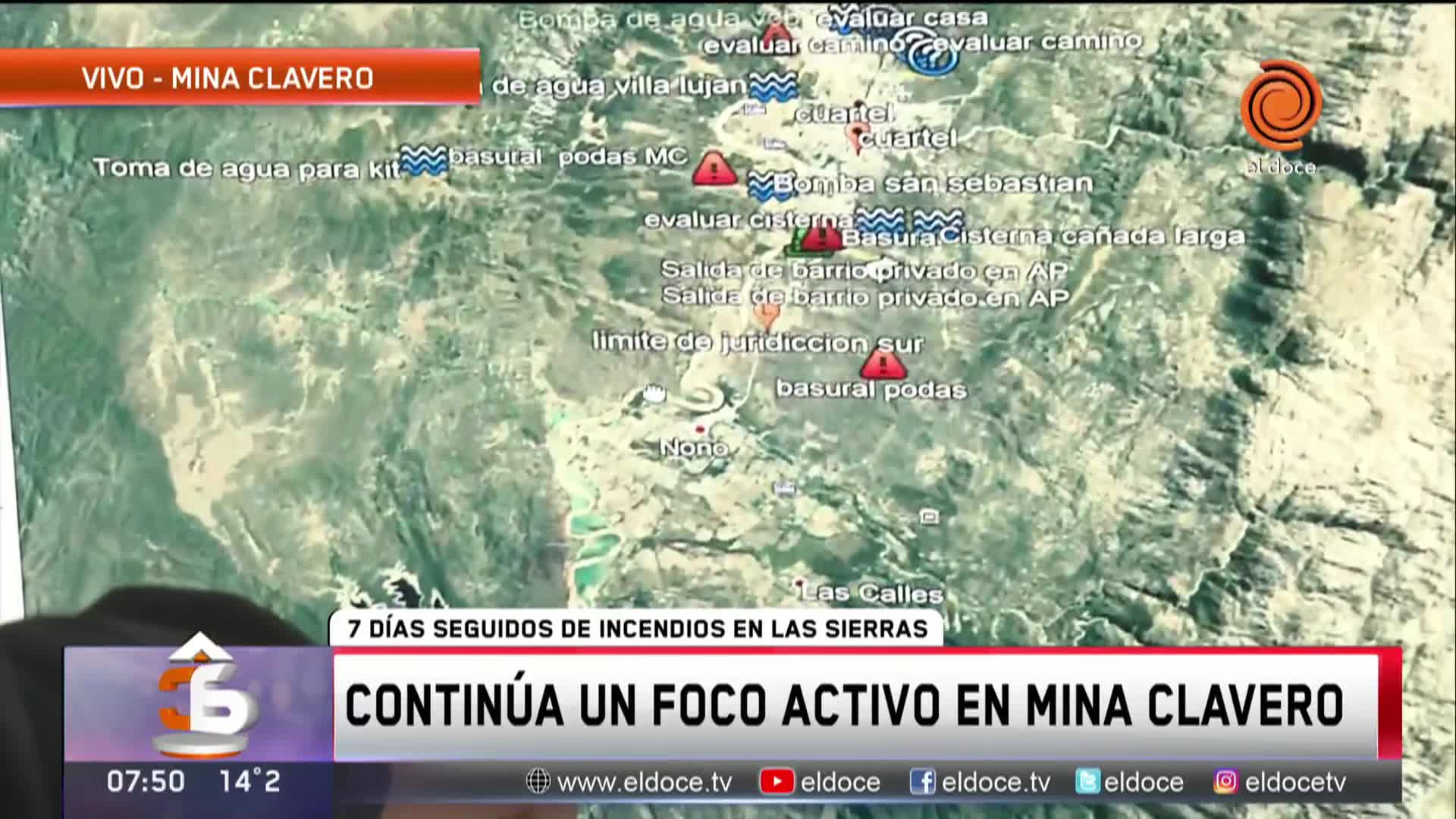 Fuego activo en Mina Clavero