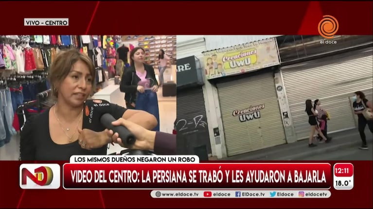 Habló la dueña del comercio al que se le trabó la persiana durante las corridas en el centro