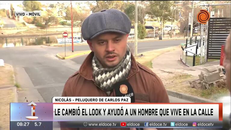 Le cortó el pelo a un hombre para que salga de la indigencia