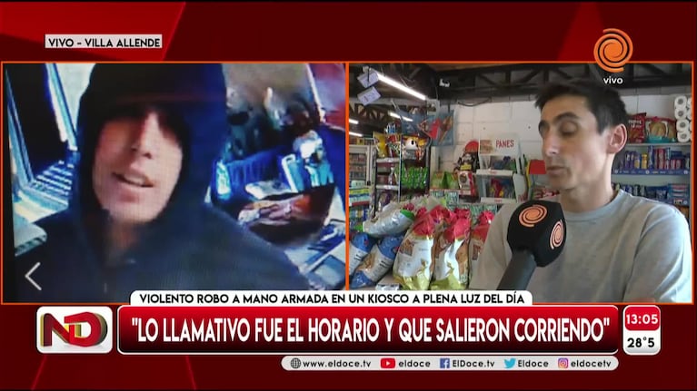Robo, violencia y disparos en un kiosco de Villa Allende