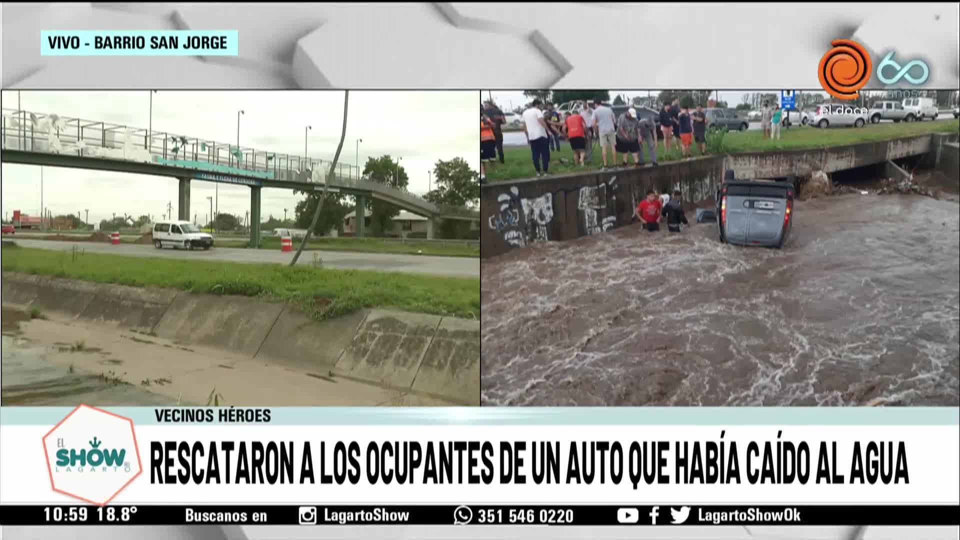 Impactante rescate en un canal inundado