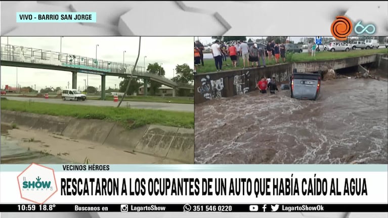 Impactante rescate en un canal inundado