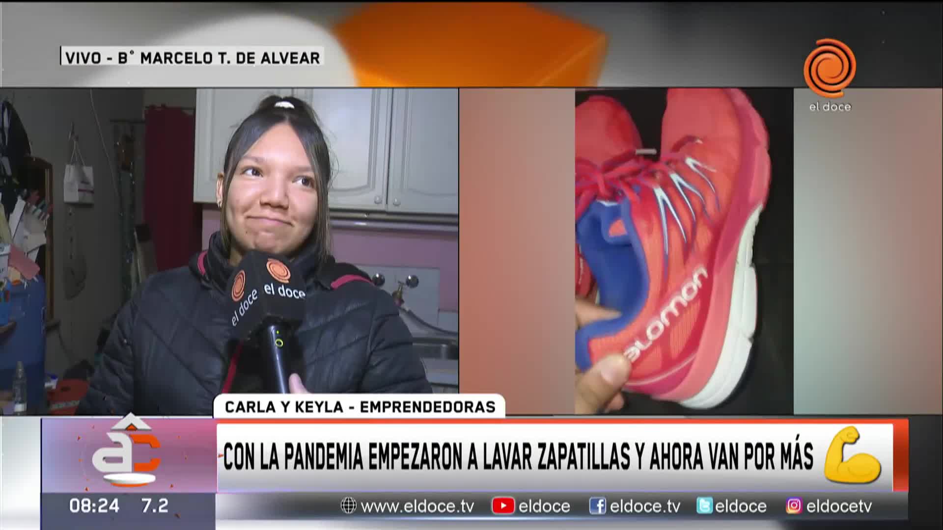 Se gana la vida lavando zapatillas de los cordobeses