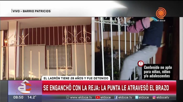 Un ladrón quedó enganchado en una reja cuando quiso robar