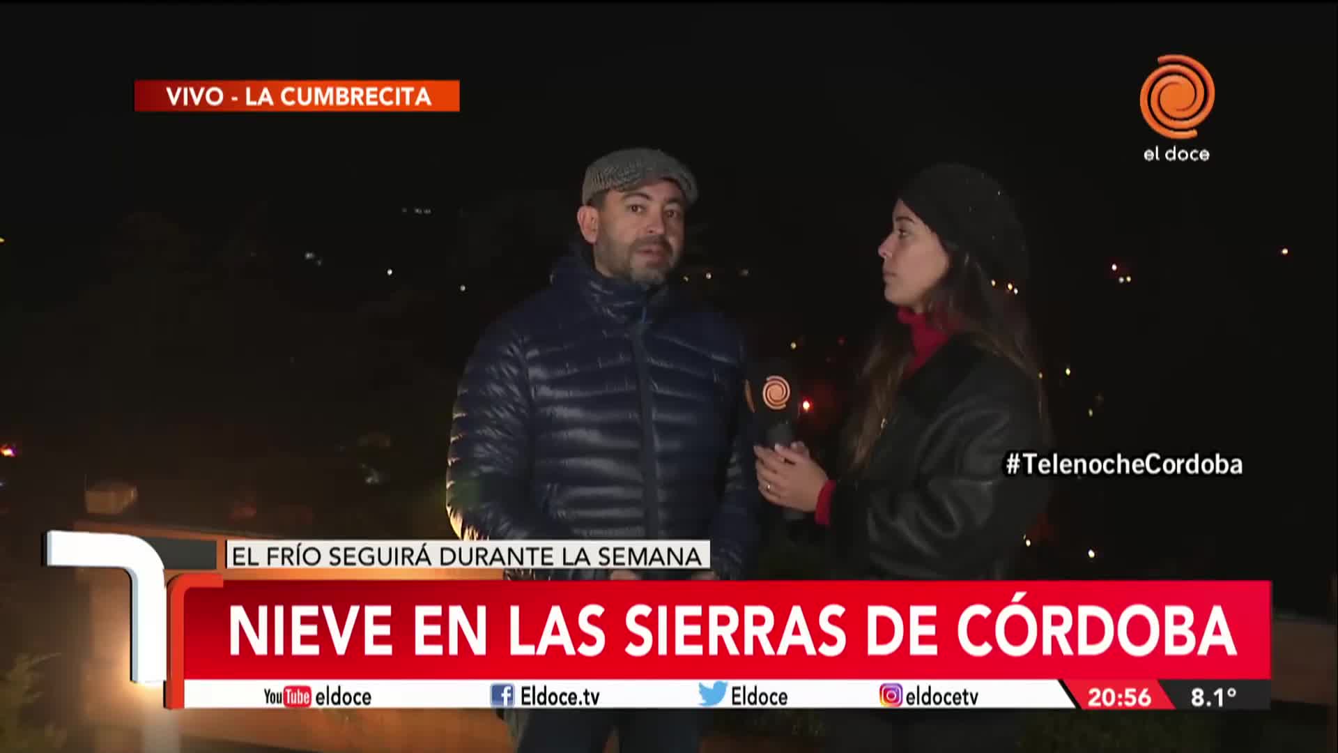 ¡Nevó en La Cumbrecita y Telenoche fue testigo!