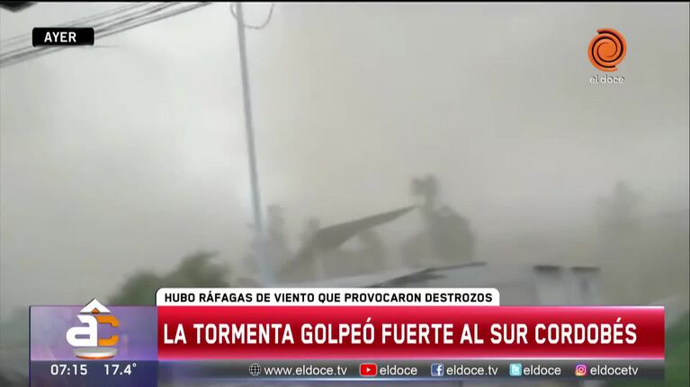 Temporal en el sur de Córdoba: destrozos y voladura de techos