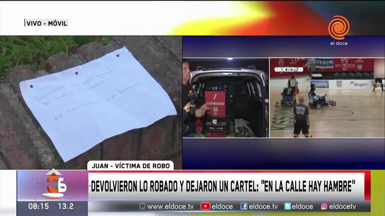 Ladrones le devolvieron lo robado y le dejaron un mensaje