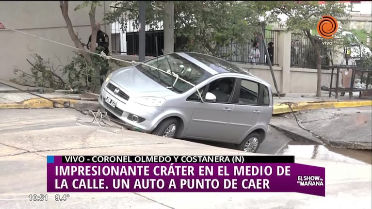 Así rescataron el auto que casi cae a la Costanera