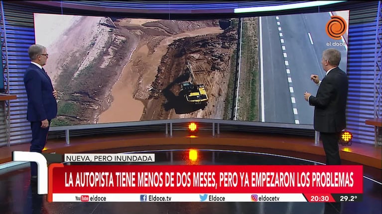 Autopista 19: recién inaugurada, pero inundada