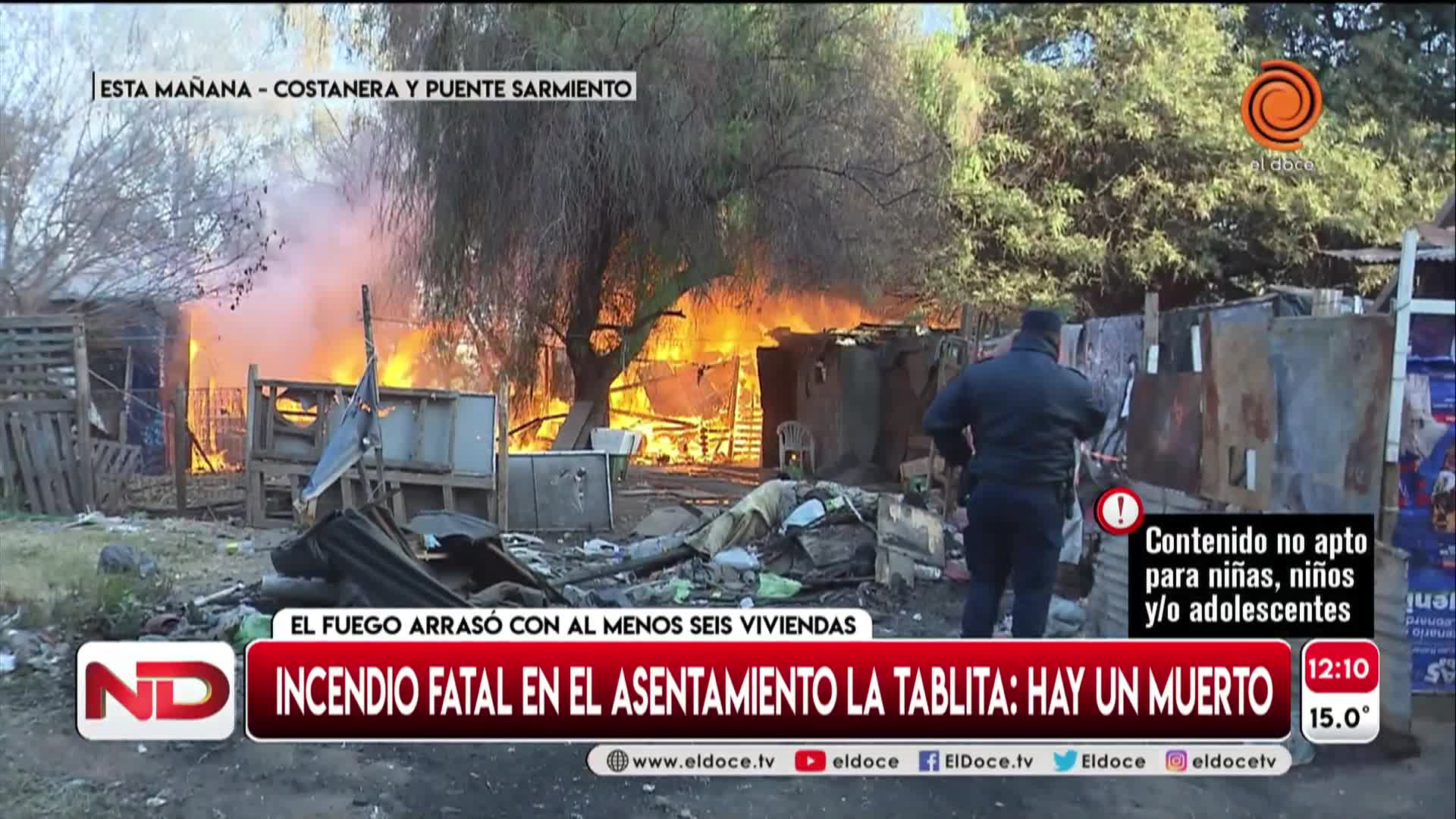 Las imágenes del inicio del incendio en el asentamiento La Tablita