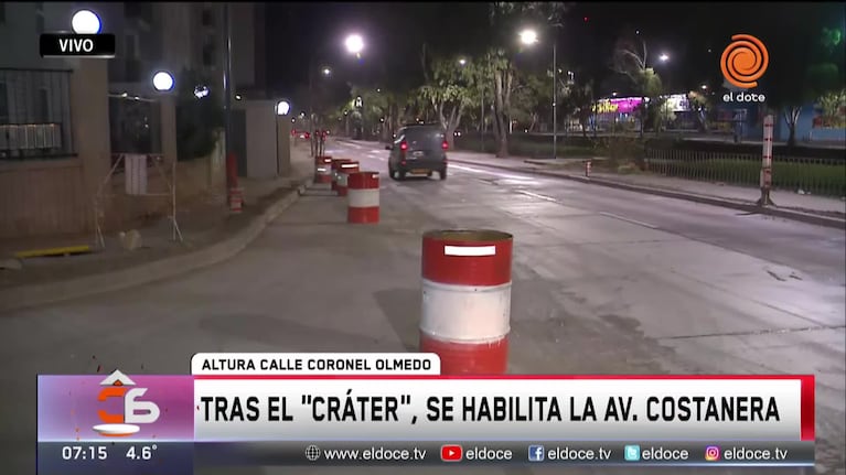 Cráter en la Costanera: se habilitó completamente la circulación