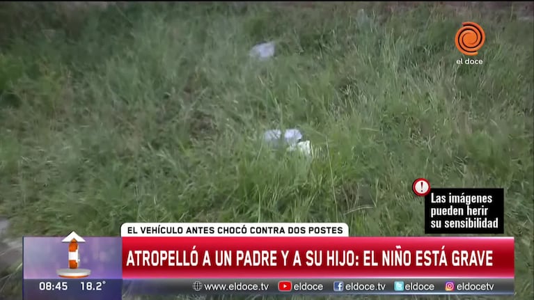 Atropelló a un padre y su hijo: el nene está grave