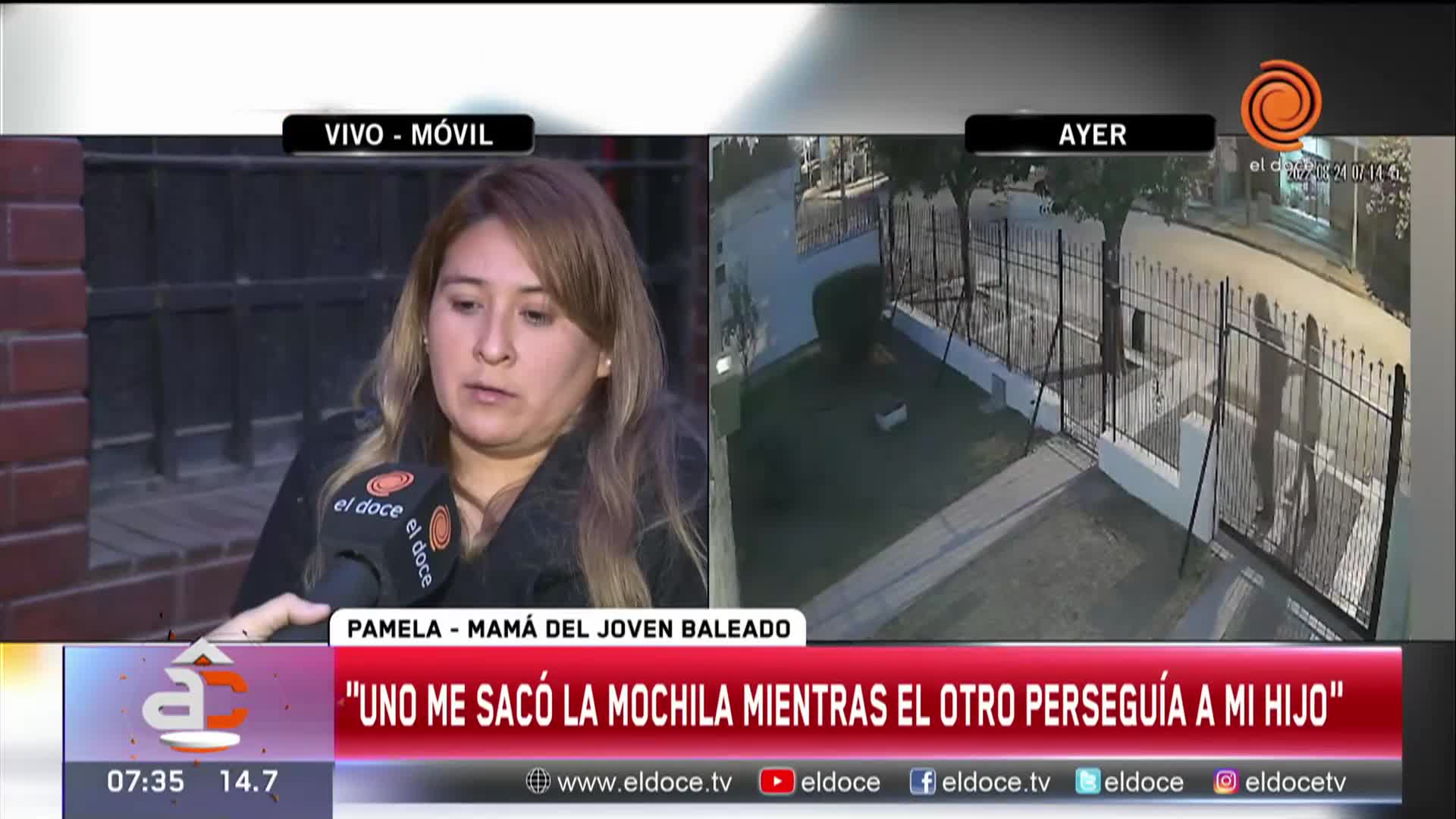 La mamá del joven que recibió un disparo de motochoros