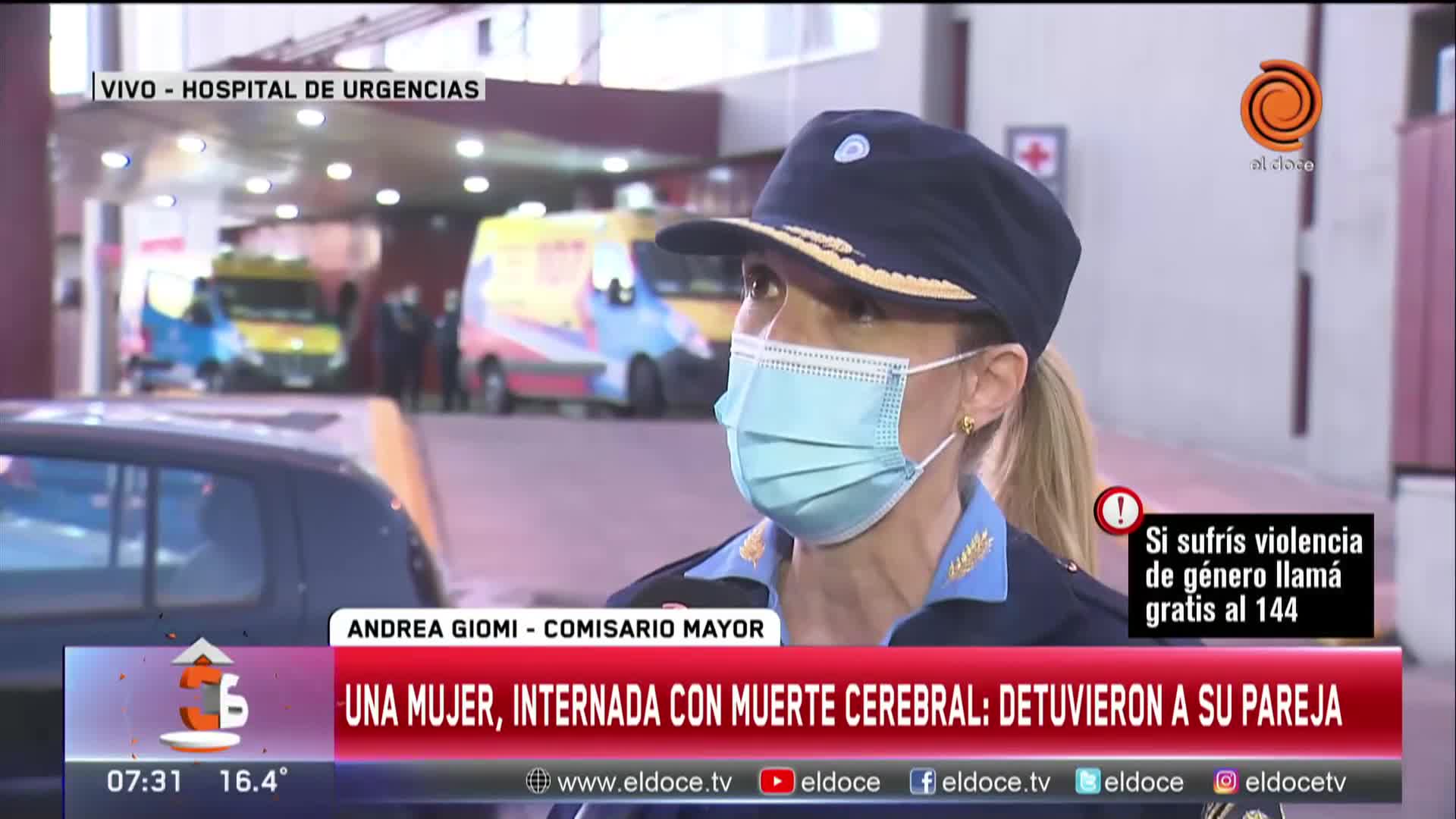 Lo detuvieron por golpear a su pareja, que tiene muerte cerebral