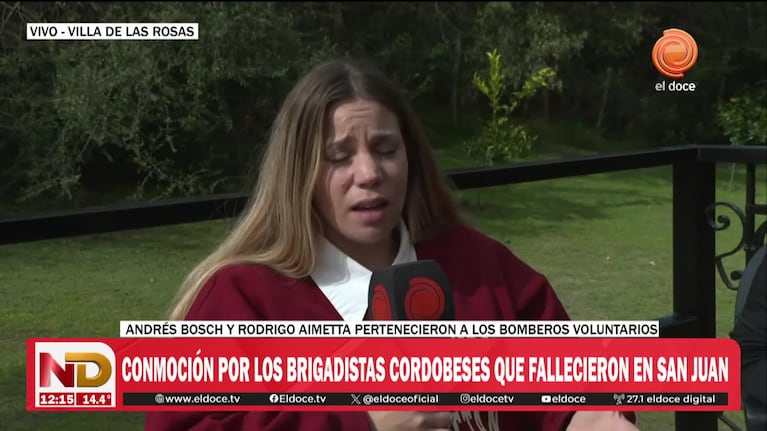 "Está de comisión": el dolor de la mamá de uno de los bomberos fallecidos