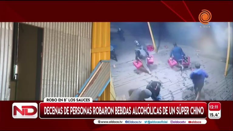 Decenas de ladrones robaron alcohol y gaseosas de un supermercado