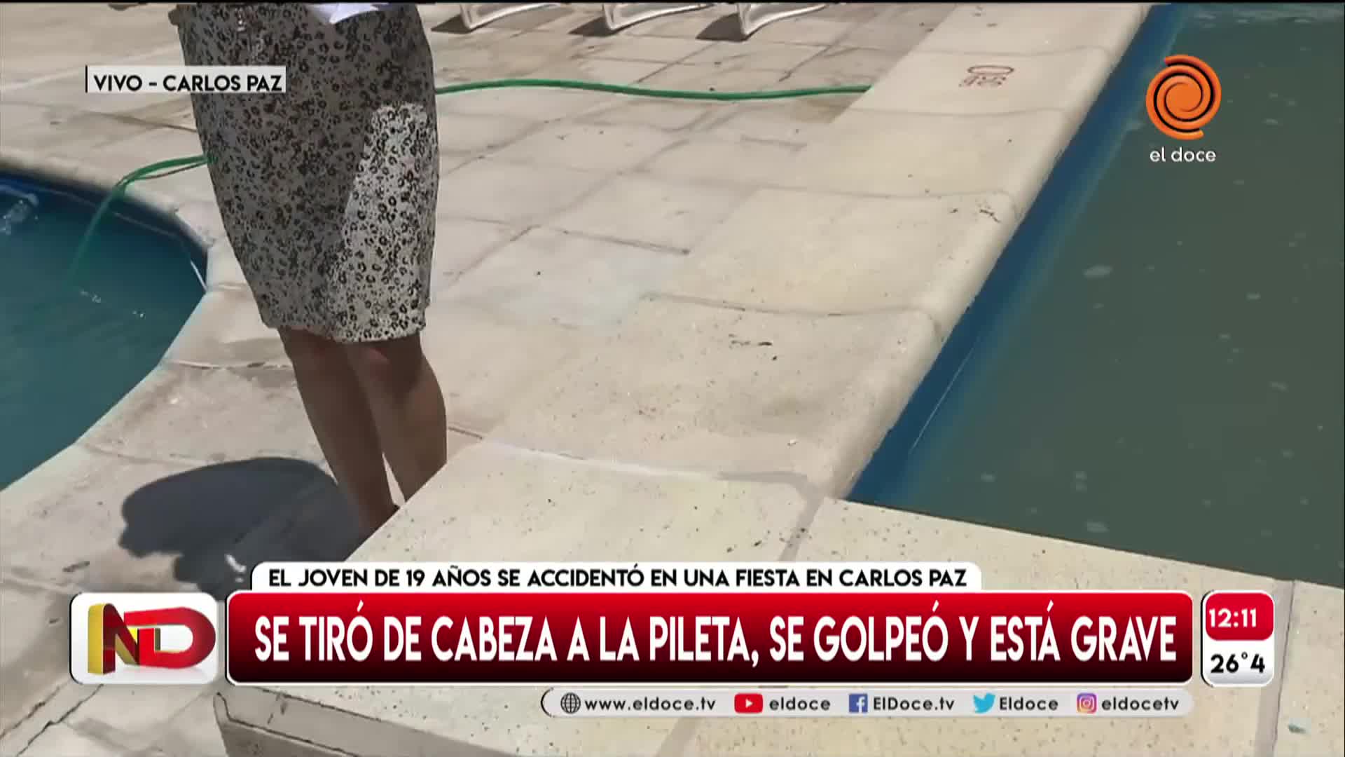 El dueño del hotel contó cómo fue el momento en que el joven se tiró a la pileta