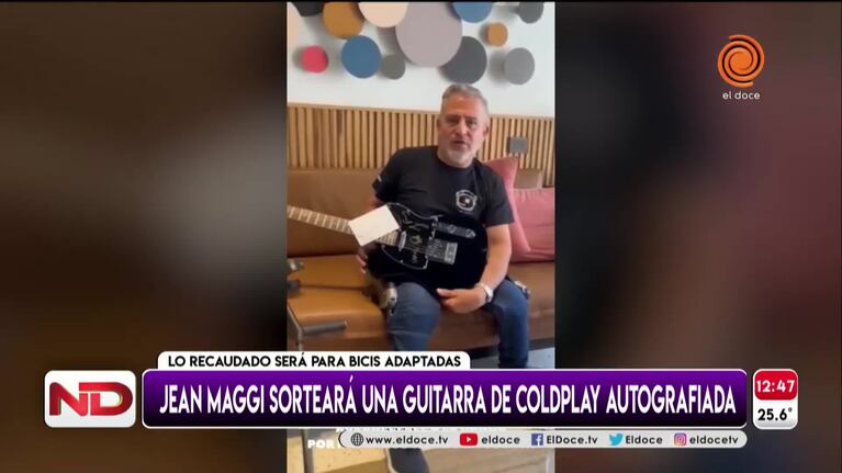 Jean Maggi sorteará una guitarra de Coldplay autografiada: la historia