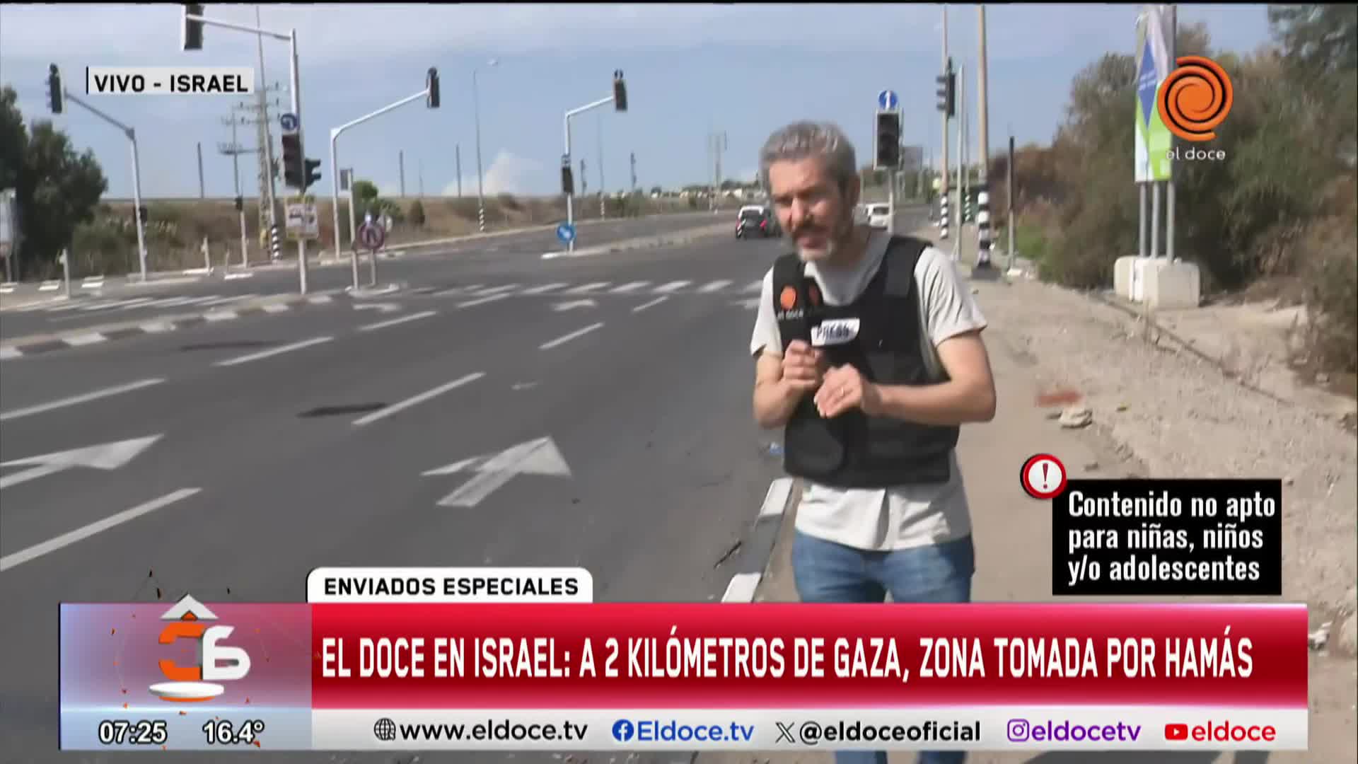 El Doce en un cruce de rutas a 2 kilómetros de la Franja de Gaza