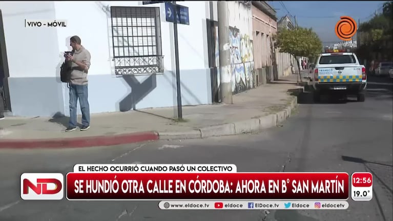 Otra vez se abrió el pavimento en una calle de Córdoba