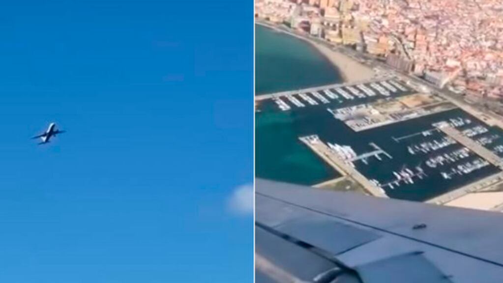 Un avión lucha contra el viento