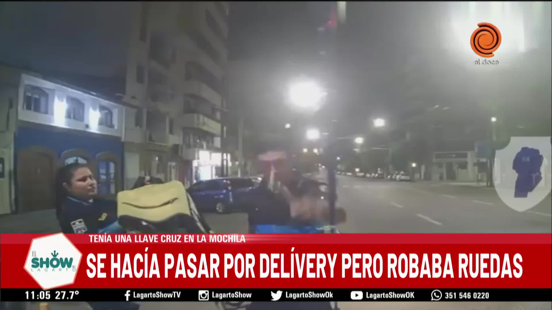 Quiso robar una rueda disfrazado de delivery