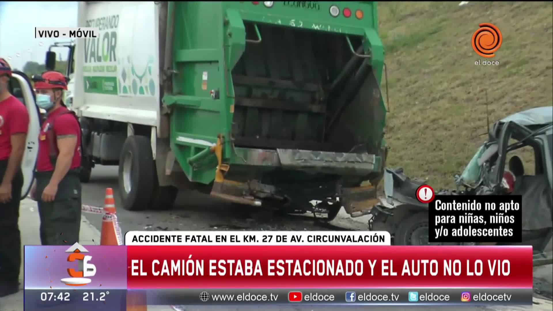 Un hombre murió tras chocar un camión de basura estacionado