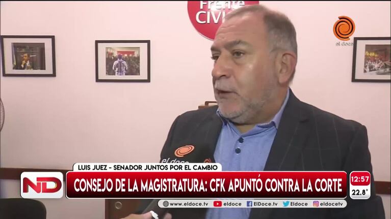 Magistratura: Luis Juez apuntó contra Cristina Kirchner