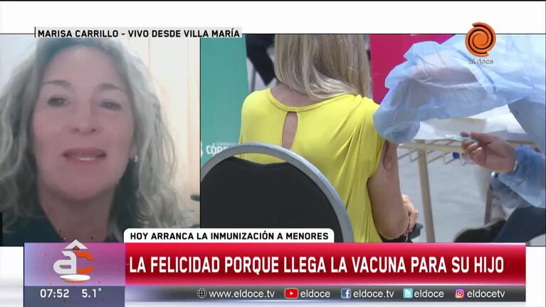 La emoción de una madre tras conseguir la vacuna para su hijo