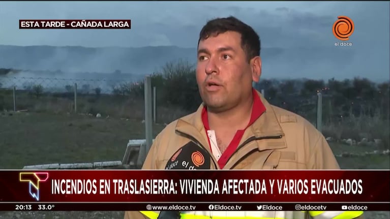 Una vivienda afectada y vecinos evacuados por los incendios en Traslasierra