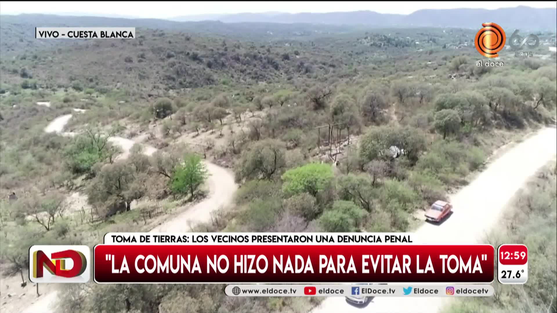 Denuncian toma de tierras en Cuesta Blanca