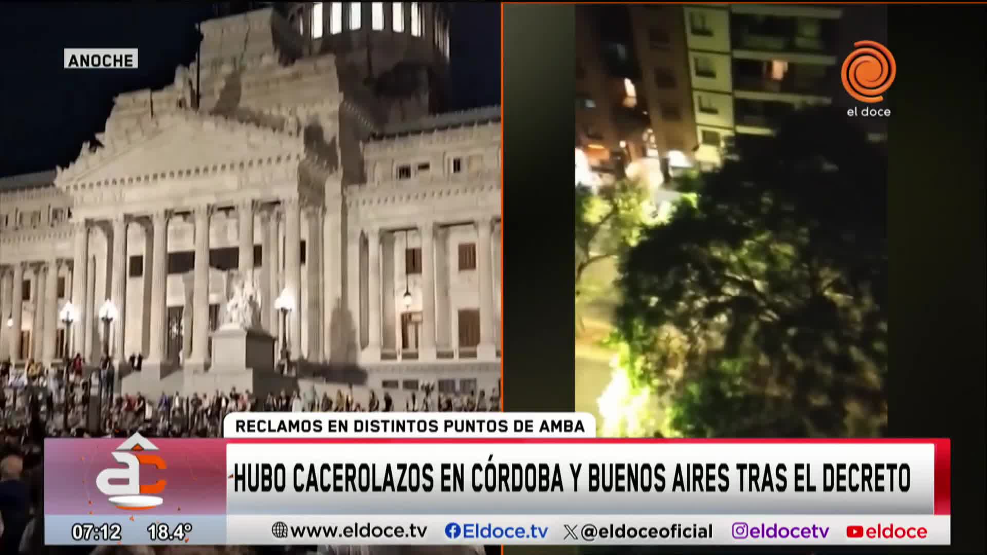 Hubo cacerolazos en rechazo al DNU de Milei