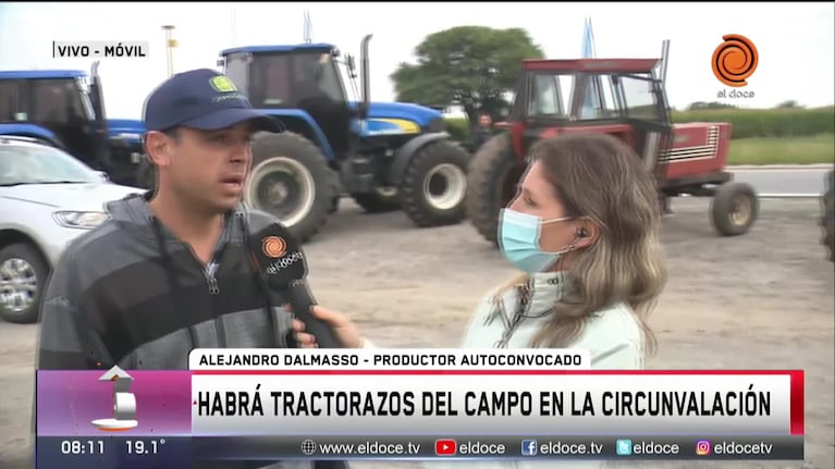 Productores autoconvocados marchan con tractores hacia Circunvalación