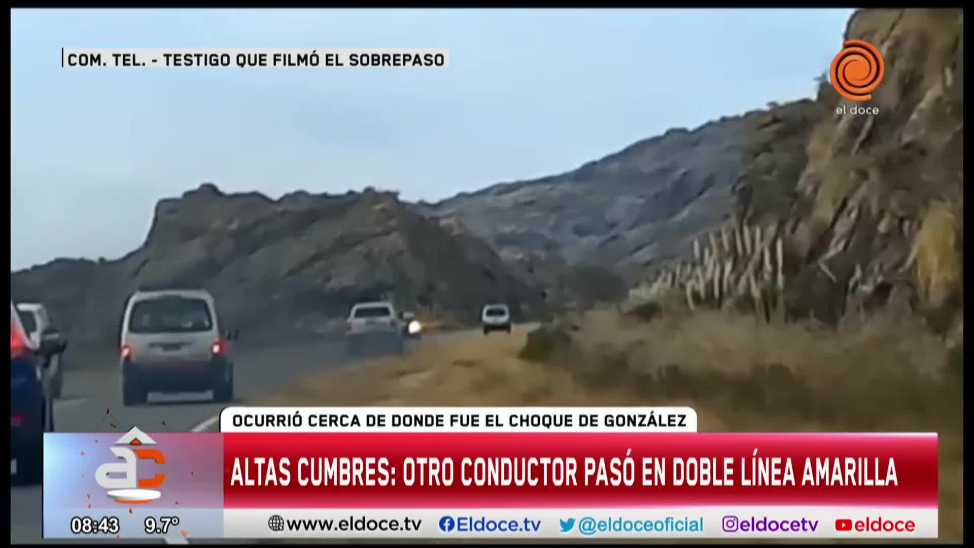 Una Toyota Hilux sobrepasó en doble línea amarilla