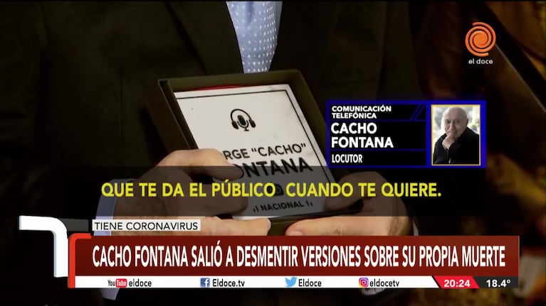 Cacho Fontana desmintió su propia muerte: "Lo único que siento son los años"