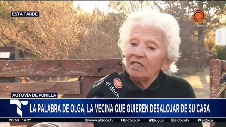 El descargo de Olga por la Autovía Punilla: "Me dan 60 días para irme"