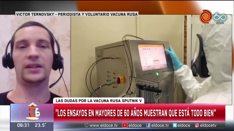 Periodista y voluntario ruso: "Los ensayos en mayores de 60 muestran que está todo bien"