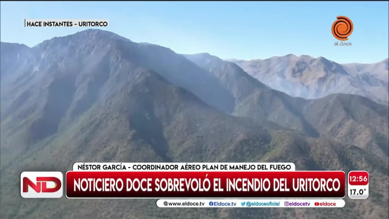 El incendio del cerro Uritorco desde el aire