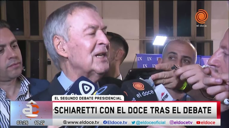 Schiaretti con El Doce tras el segundo debate presidencial