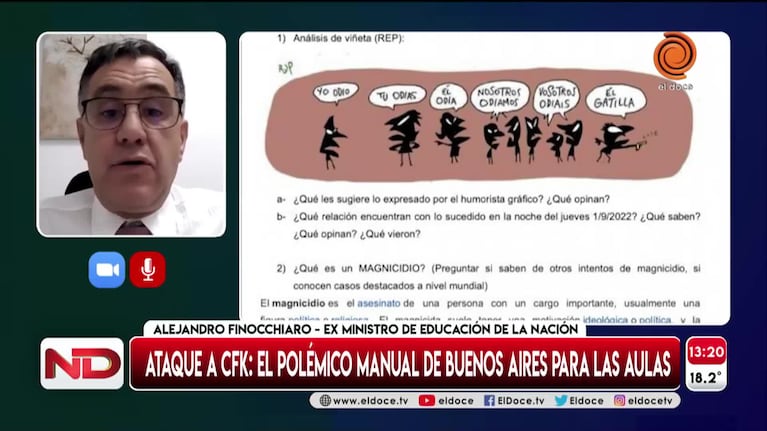 Cuestionan el manual de Kicillof para discutir en clase el ataque a Cristina Kirchner