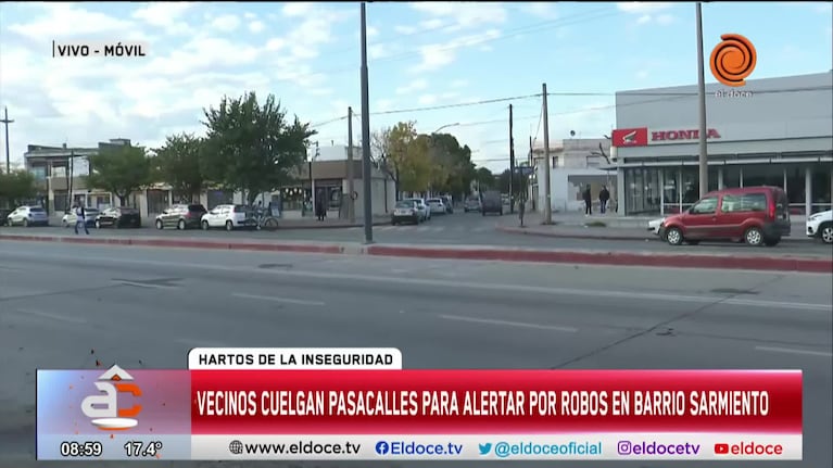 Colgaron un pasacalles ante la inseguridad