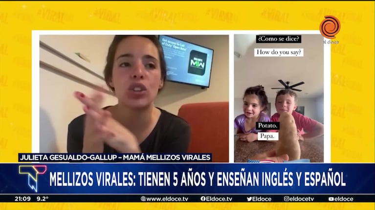 Dos mellizos virales de cinco años enseñan inglés y español
