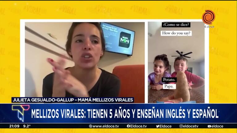 Dos mellizos virales de cinco años enseñan inglés y español